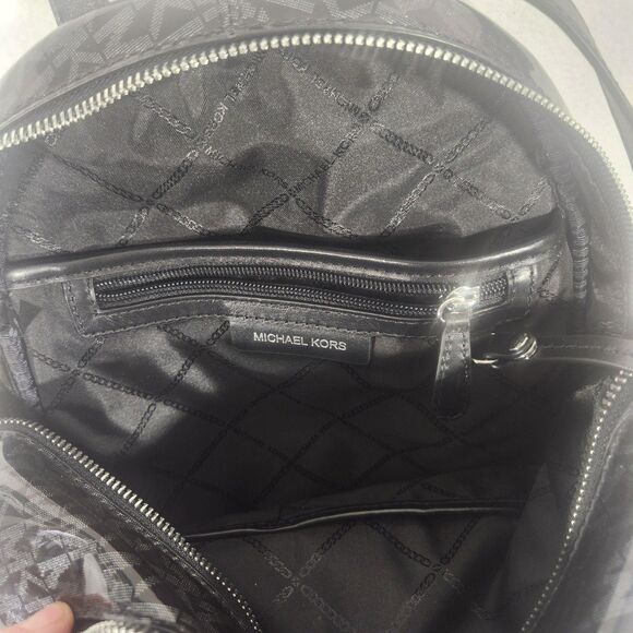 Michael Kors Black Signature Glossy XS Rhea Convertible Backpack Crossbody Bag main image 10